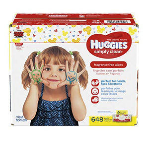 HUGGIES Simply Clean Fragrance-Free Baby Wipes, Pack of 9 Soft Packs, 648 Total Wipes