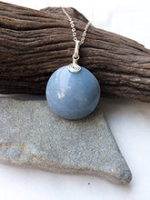 Load image into Gallery viewer, Natural Celestite/ Angelite sterling silver handmade pendant
