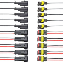 Load image into Gallery viewer, WMYCONGCONG 10 Kits 1 Pin 2 Pin Way Car Waterproof Electrical Connector Plug with 20AWG Wire Auto Motorcycle Truck Plug Socket Kit and Other Wire Connections Male and Female Automobile Connector
