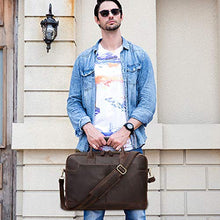 Load image into Gallery viewer, Jack&amp;Chris Genuine Brown Leather Briefcase Bag Mens Messenger Bag 14 inch Leather Laptop Bag for Men, NM1864-5
