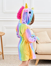 Load image into Gallery viewer, Doctor Unicorn Soft Unicorn Hooded Bathrobe Sleepwear - Unicorn Gifts for Girls (Rainbow, 6 Years)
