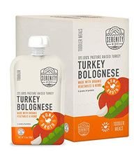 Load image into Gallery viewer, Serenity Kids Bone Broth Puree Made With Organic Veggies | Clean Label Project Purity Award Certified | 3.5 Ounce BPA-Free Pouch | Pasture Raised Turkey Bolognese | 6 Count
