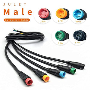 Ebike Cable Extension Julet Female Male 2 3 4 5 6 pin Ebike Extension Connector Waterproof Plug for Electric Bicycle Display Throttle PAS Ebike Parts Extend Cable… (3pin Male)
