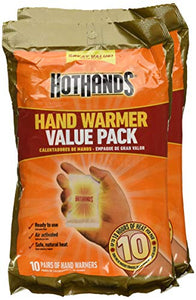 HotHands Hand Warmers - Long Lasting Safe Natural Odorless Air Activated Warmers - Up to 10 Hours of Heat - 10 Pair Value Pack