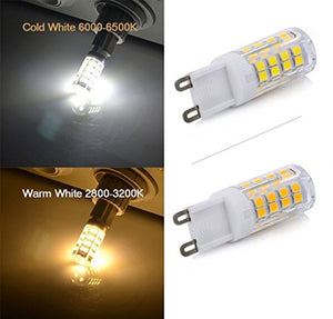 G9 LED Bulb Dimmable 4W, 40 Watt T4 G9 Halogen Equivalent, 120V No-Flicker, Chandelier Lighting 450LM (6 Pack) (Warm White 3000K)