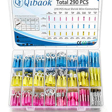 Load image into Gallery viewer, 290 PCS Heat Shrink Wire Connectors Qibaok Insulated Electrical Terminals Kit Waterproof Marine Crimp Connector Assortment Ring Fork Hook Spade Butt Splices
