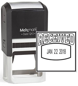 MaxMark Q43 (Large Size) Date Stamp with"Received" Self Inking Stamp - Black Ink