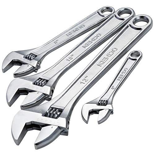 KENDO 4pcs Heavy Duty Adjustable Wrench Set - 6