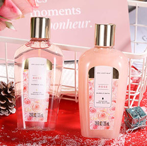 Bath Spa Gift Basket for Women - Spa Luxetique Spa Set for Women Gift, 10pcs Rose Spa Basket, Relaxing Spa Kit with Bath Salts, Body Lotion, Shower Gel, Gifts for Birthday Day, Gifts for Women