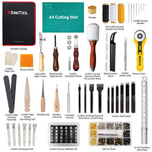 Load image into Gallery viewer, 275 pcs Advanced Leather Sewing Tools and Supplies with Carrying Organizer Cutting Mat Stamping Tools Needles Snaps and Rivets Kit Perfect for Stitching Punching Cutting Sewing Leather Craft Making
