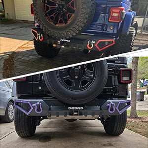 OEDRO Rear Bumper Compatible with 2018-2022 Jeep Wrangler JL & Unlimited JLU (2/4 Doors), Rock Crawler Full Width Bumper with Hitch Receiver & 2 x D-Rings