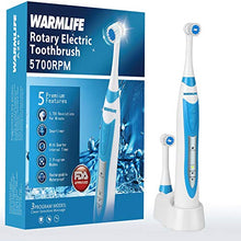 Load image into Gallery viewer, Warmlife Electric Toothbrush, Rotating Electric Toothbrushes for Adults with Powerful, Smart Timer and IPX7 Waterproof, 3 Modes Sonic Tooth Brush USB Rechargeable Electronic Toothbrush
