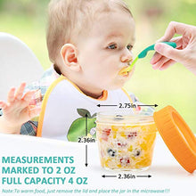 Load image into Gallery viewer, Glass Baby Food Storage Containers Set of 12, Leakproof 4 oz Glass Baby Food Jars with Lids &amp; Marker, Reusable Small Glass Baby Food Containers for Infant &amp; Baby, Freezer, Microwave &amp; Dishwasher Safe
