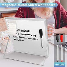 Load image into Gallery viewer, Small Dry Erase White Board for Desk 10" X 10", ARCOBIS Magnetic Portable Double-Sided Easel Board Personal Desktop Tabletop Dry Erase Board with Stand for Students Kids Home Office
