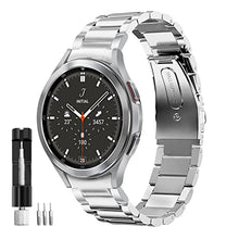 Load image into Gallery viewer, Kartice No Gap Bands Compatible with 2021 Samsung Galaxy Watch 4 Classic 46mm Bands No Gaps Solid Stainless Steel Metal Watch Bands for Galaxy Watch 4 Classic 46mm Men Women Band (Silver)
