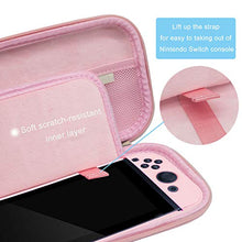 Load image into Gallery viewer, BRHE Cute Switch Case Travel Carrying Bundle Kit Hard Portable Protective Cover Shell Accessories with Glass Screen Protector Thumb Grip Caps for Nintendo Switch (Sakura Pink)

