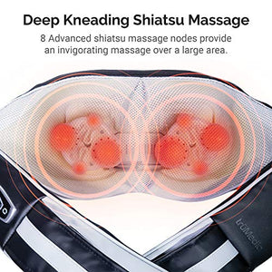 TruMedic InstaShiatsu+ Neck, Back, and Shoulder Massager with Heat - 3 Massage Speeds, Cordless & Rechargeable, Use at Home & Office for Full Body Shiatsu Relaxation (IS-3000PRO)