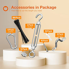 Load image into Gallery viewer, addlon - 164 FT Nylon Coated Stainless Steel Cable Hanging Kit for Outdoor String Lights, Stainless Steel Corrosion Resistant, Outdoor String Light Suspension kit Guide Wire for Patio, Garden
