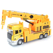 Load image into Gallery viewer, CLOURF Engineering Crane Truck Alloy Toy car 1:48 Music with Lights Inertial Model Children's Toy car(Yellow)
