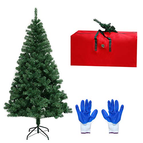 Load image into Gallery viewer, ROSELEAF 6ft Artificial Christmas Tree, Unlit Hinged Green Pine Xmas Tree 800 Branch Tips with Sturdy Stand and Storage Bag for Home Office Holiday Festival Party Decor