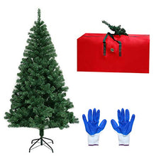 Load image into Gallery viewer, ROSELEAF 6ft Artificial Christmas Tree, Unlit Hinged Green Pine Xmas Tree 800 Branch Tips with Sturdy Stand and Storage Bag for Home Office Holiday Festival Party Decor
