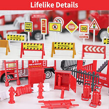 Load image into Gallery viewer, iPlay, iLearn Kids Fire Trucks Toy, Boys Firefighter Play Vehicles, Fire Station Set, Ladder Truck, Toddlers Emergency Rescue Firetruck, Fireman Toys, Birthday Gifts for Age 3 4 5 Year Old Children
