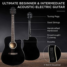 Load image into Gallery viewer, Best Choice Products Beginner Acoustic Electric Guitar Starter Set w/ 41in, All Wood Cutaway Design, Case, Strap, Picks, Tuner - Black
