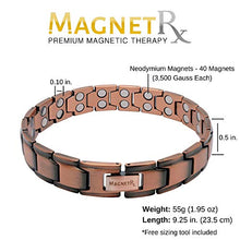 Load image into Gallery viewer, MagnetRX® Pure Copper Magnetic Therapy Bracelet - Arthritis Pain Relief &amp; Carpal Tunnel Magnetic Copper Bracelets for Men - Adjustable Length with Sizing Tool (Leo Style)
