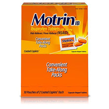 Load image into Gallery viewer, Motrin IB, Ibuprofen 200mg Tablets for Fever, Aches &amp; Pain Relief, 50 Travel Packs of 2, 100 ct

