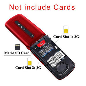 Ushining Flip Phone Unlocked SOS Button Dual Card Dual Standby 2G T-Mobile Flip Phone Large Button Large Volume Easy to Use Senior Phone (Red)