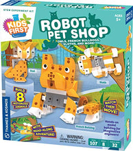 Load image into Gallery viewer, Thames &amp; Kosmos Kids First Robot Pet Shop: Owls, French Bulldogs, Sloths &amp; More! STEM Experiment Kit for Young Engineers | Build 8 Motorized Robots of Cute Animals | Play &amp; Learn with Storybook Manual
