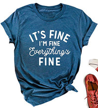 Load image into Gallery viewer, Mahrokh Women Funny Graphic Tees Loose Summer Tops Short Sleeve T Shirts with Sayings (Blue, Small)
