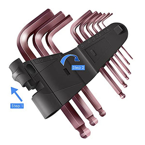 Necoichi Hex Key Allen Wrench Set,Small Hex Key Set,Short Arm Ball Head Allen Wrench Set Tool,Industrial Grade,Easy to Carry,9-Piece（1.5-10 mm）