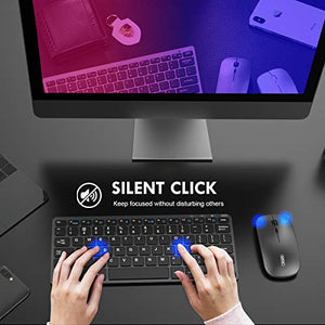 Wireless Keyboard and Mouse Combo, Inphic Rechargeable Wireless Mouse and Keyboard Combo Set with 2.4GHz USB Nano, Silent Click (65% Size-Gray)