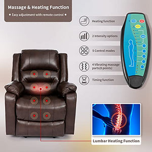 Vicluke Breath Leather Power Lift Recliner Chair with Massage and Heat for Elderly, Electric Recliner Chair with Side Pocket, USB Port for Living Room (Coffee)