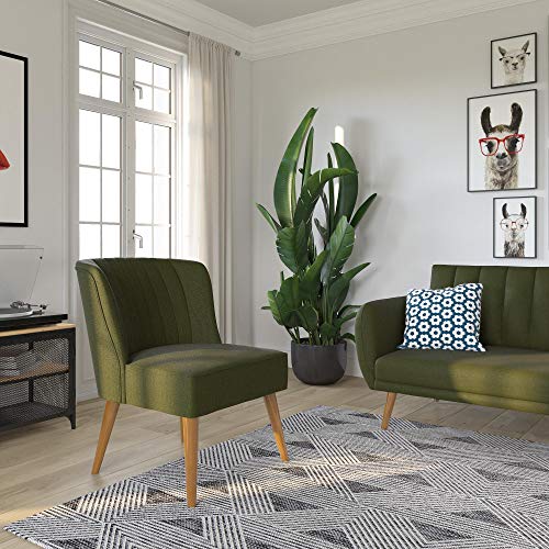 Novogratz Brittany Upholstered Accent, Green Linen Chair