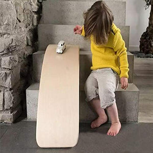 Wooden Wobble Balance Board, Gentle Monster 35 Inch Rocker Board Natural Wood, Kids Toddler Open Ended Learning Toy , Yoga Curvy Board for Classroom & Office Adult