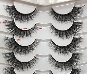 Pooplunch False Eyelashes Wispy Cat Eye Faux Mink Lashes 7 Pairs Natural 8D Fluffy Volume Fake Mink Eyelash Multipack