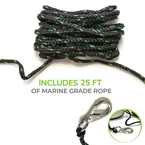 Gradient Fitness Marine Anchor, 3.5 lb Folding Anchor, Grapnel Anchor Kit for Kayaks, Canoes, (SUP) Paddle Boards, (Green, 3.5 lbs)
