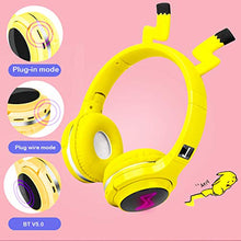 Load image into Gallery viewer, Kids Wireless Bluetooth Headphones,Cute Pikachu Over-Ear Headphones with Built-in Microphone,Wireless and Wired Headset for Phones,Tablets,PC,Laptop, for Boys Girls Toddler,Yellow
