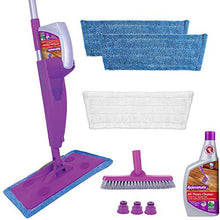 Load image into Gallery viewer, Rejuvenate Click N Clean Multi-Surface Spray Mop System Complete Bundle Includes Free Click-On Pro Grade Grout Brush 1 x 32oz No-Bucket Floor Cleaner (bundle with 3 reusable microfiber pads)
