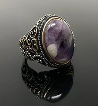 Load image into Gallery viewer, KAR 925K Stamped Sterling Silver Amethyst Men&#39;s Ring I1F (12)
