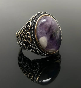 KAR 925K Stamped Sterling Silver Amethyst Men's Ring I1F (12)