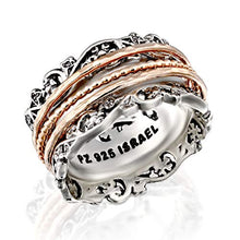 Load image into Gallery viewer, Paz Creations .925 Sterling Silver and Rose Gold Over Silver Spinner Ring (7), Made in Israel
