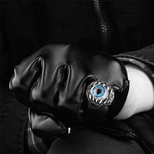 Load image into Gallery viewer, Ginger Lyne Collection Stainless Steel Blue Evil Eye Eyeball Ring Mens Womens Biker Punk
