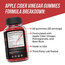 Load image into Gallery viewer, Apple Cider Vinegar Gummies - 1000mg - Formulated for Weight Loss, Energy Boost &amp; Gut Health - Supports Digestion, Detox &amp; Cleansing - Natural ACV Gummies W/ VIT B12, Beetroot &amp; Pomegranate
