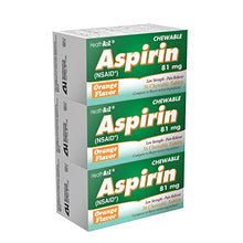 Load image into Gallery viewer, HealthA2Z Aspirin 81mg Chewable | Low Strength | 3 Packs of 36 Chewable Tablets (108 Tablets Total) | Orange Flavor | Pain Reliever | Reduce Headaches &amp; Pains
