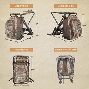 TIMBER RIDGE 3 in 1 Cooler Backpack Foldable Fishing Chair with Cooler Bag, Compact Lightweight and Portable for Outdoor, Camping, Hiking(CAMO)