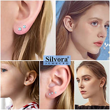 Load image into Gallery viewer, Moonstone Stud Earrings 4MM 925 Sterling Silver Round Moonstone Earrings Jewelry for Women Girls Birthday Gift for Girlfriend
