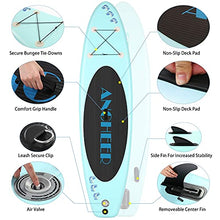 Load image into Gallery viewer, ANCHEER Inflatable Stand Up Paddle Board, Lightweight All Round iSUP with 3 Fins, Premium Accessories &amp; Carry Bag, EVA Deck, Adj Floating Paddle, Ankle Leash and Double Action Pump (Light Blue)
